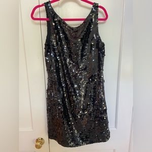 Banana Republic black sequin sheath mini dress. Size 8